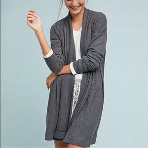 Anthropologie COA Cozy Brushed Fleece Open Cardigan Long